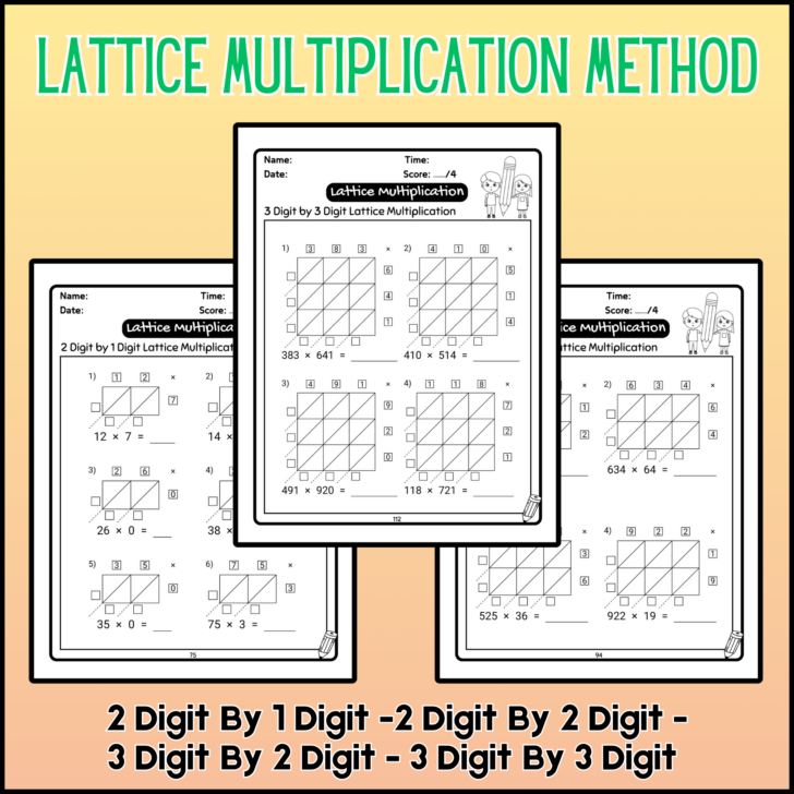 Lattice Method Multiplication Worksheet Lattice Method Multiplication Worksheet