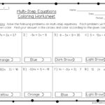 Multi Step Equations Coloring Worksheet Regarding Multiple Step Equations Worksheet