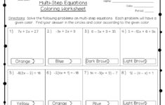 Multi-Step Equations Coloring Worksheet regarding Multiple Step Equations Worksheet
