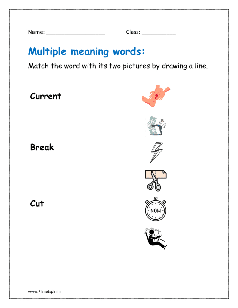 Multiple Meaning Words Worksheets | Planetspin.in throughout Words With Multiple Meanings Worksheet