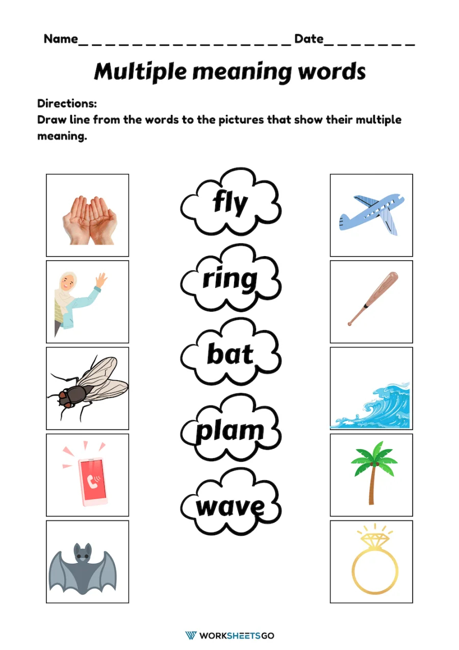 Multiple Meaning Words Worksheets | Worksheetsgo within Multiple Meaning Words Worksheets