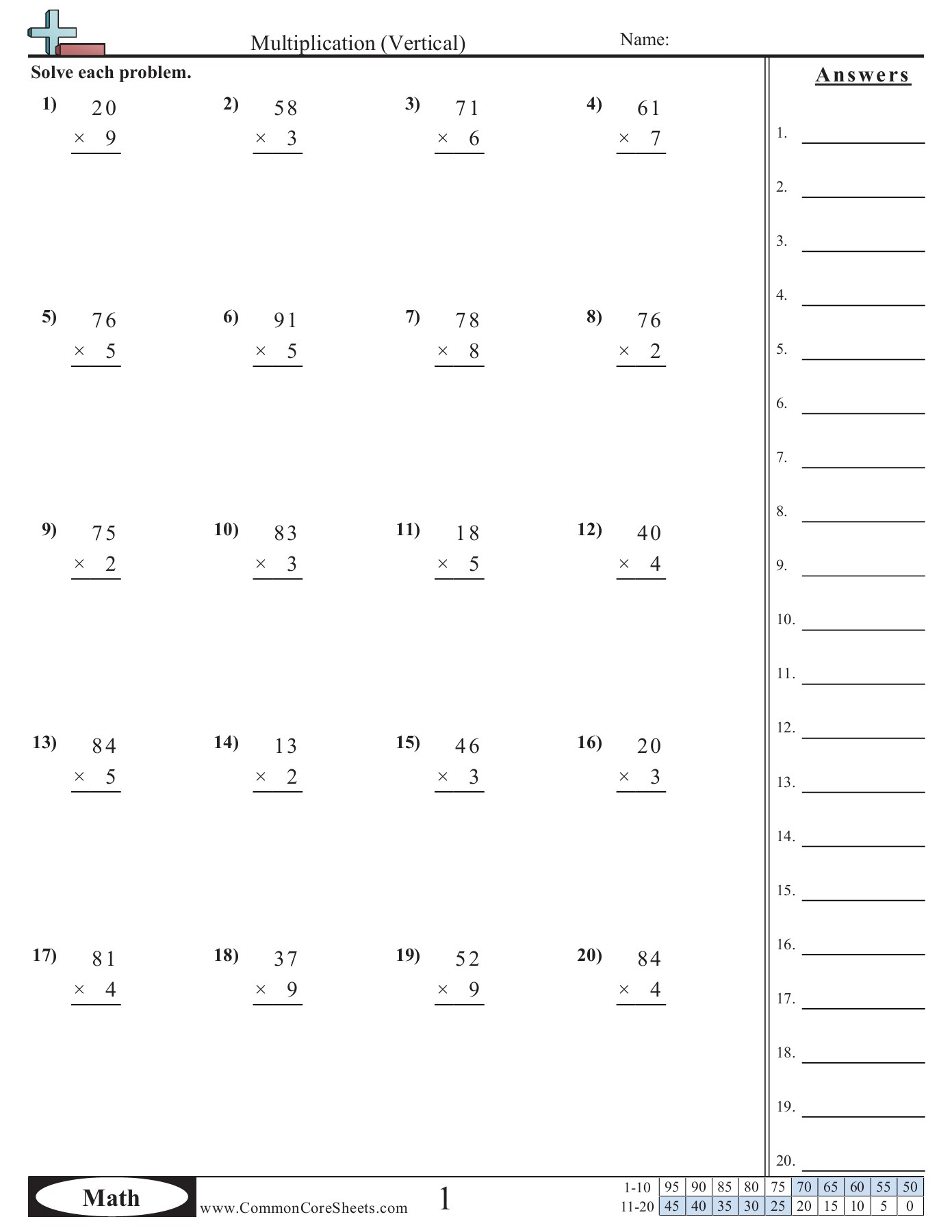 Multiplication 2 Digit1 Digit - Common Core Sheets - Flip throughout Multiplication Common Core Worksheets