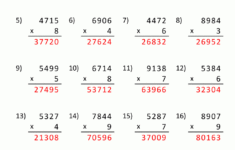 Multiplication 4-Digits1-Digit Sheet 4 Answers inside Worksheet On 4 Digit Multiplication by 4 Digit Number