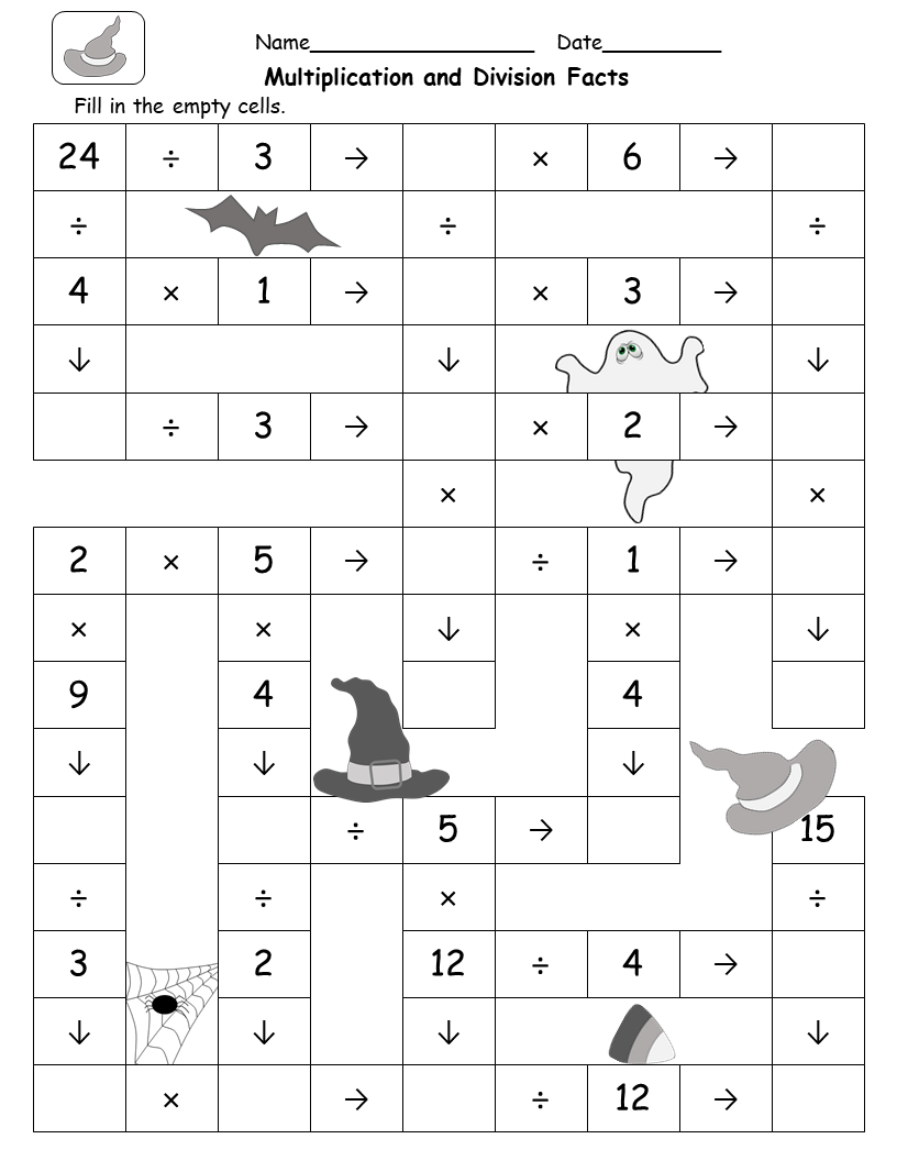 Multiplication And Division Facts | Cross-Number Puzzles within Cross Multiplication Worksheets Printable Free