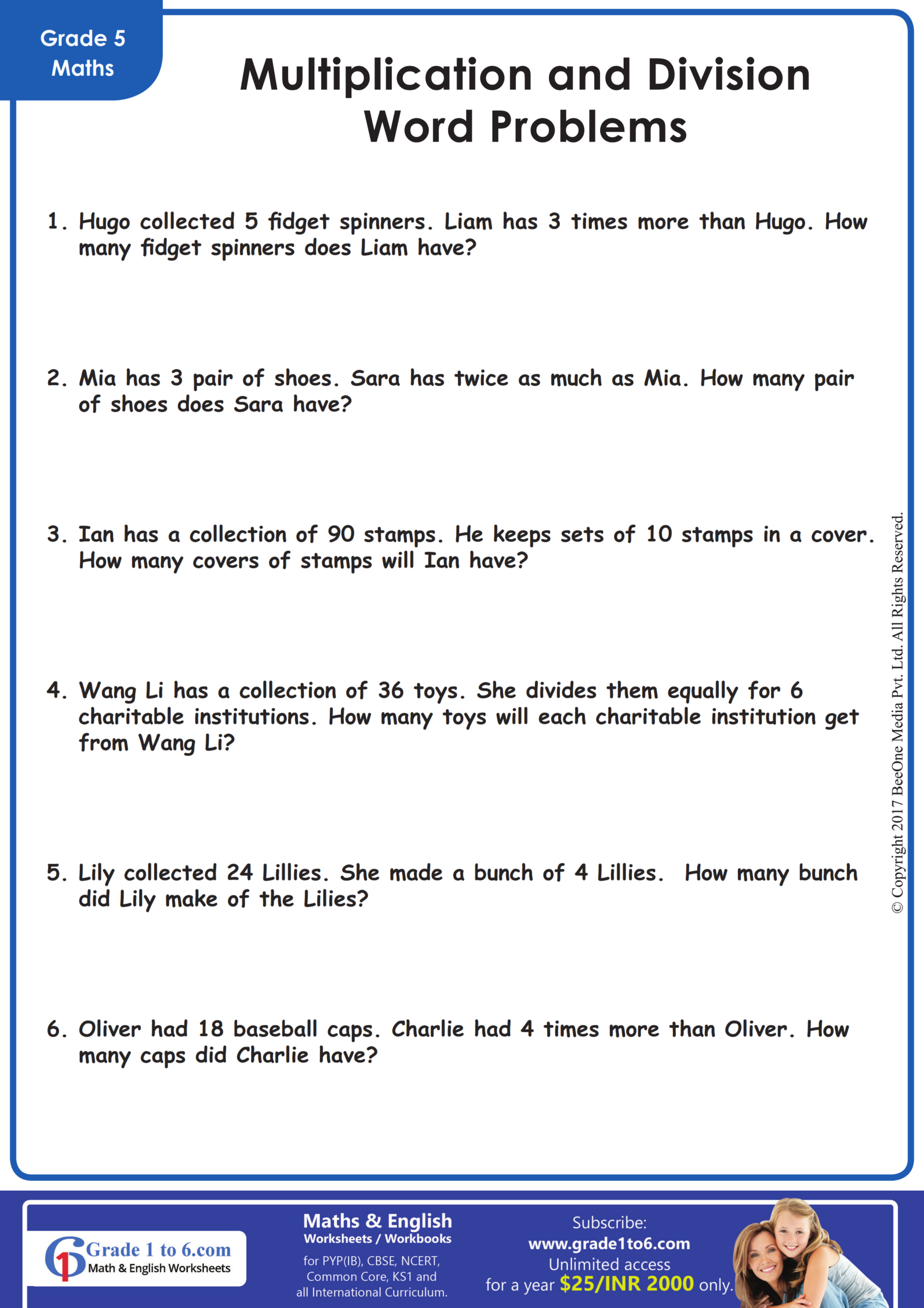 Multiplication And Division Word Problems | Mental Maths for Multiplication Division Word Problems Worksheets