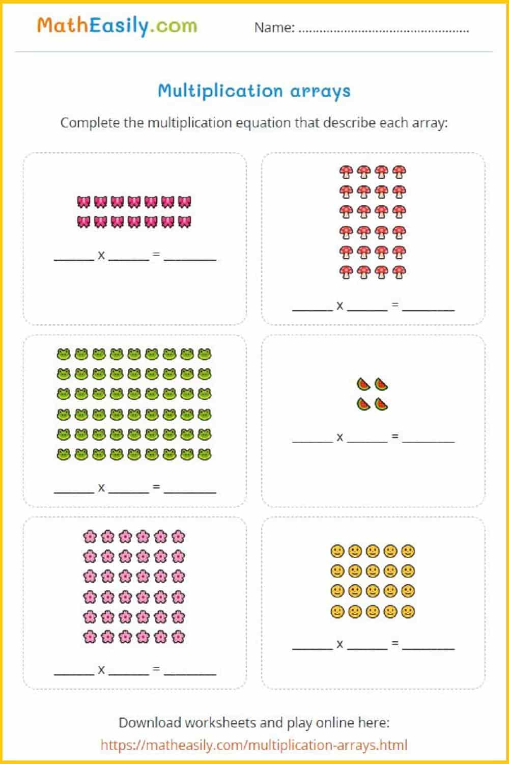 Multiplication Arrays Games Online + Worksheets intended for Printable Multiplication Arrays Worksheets