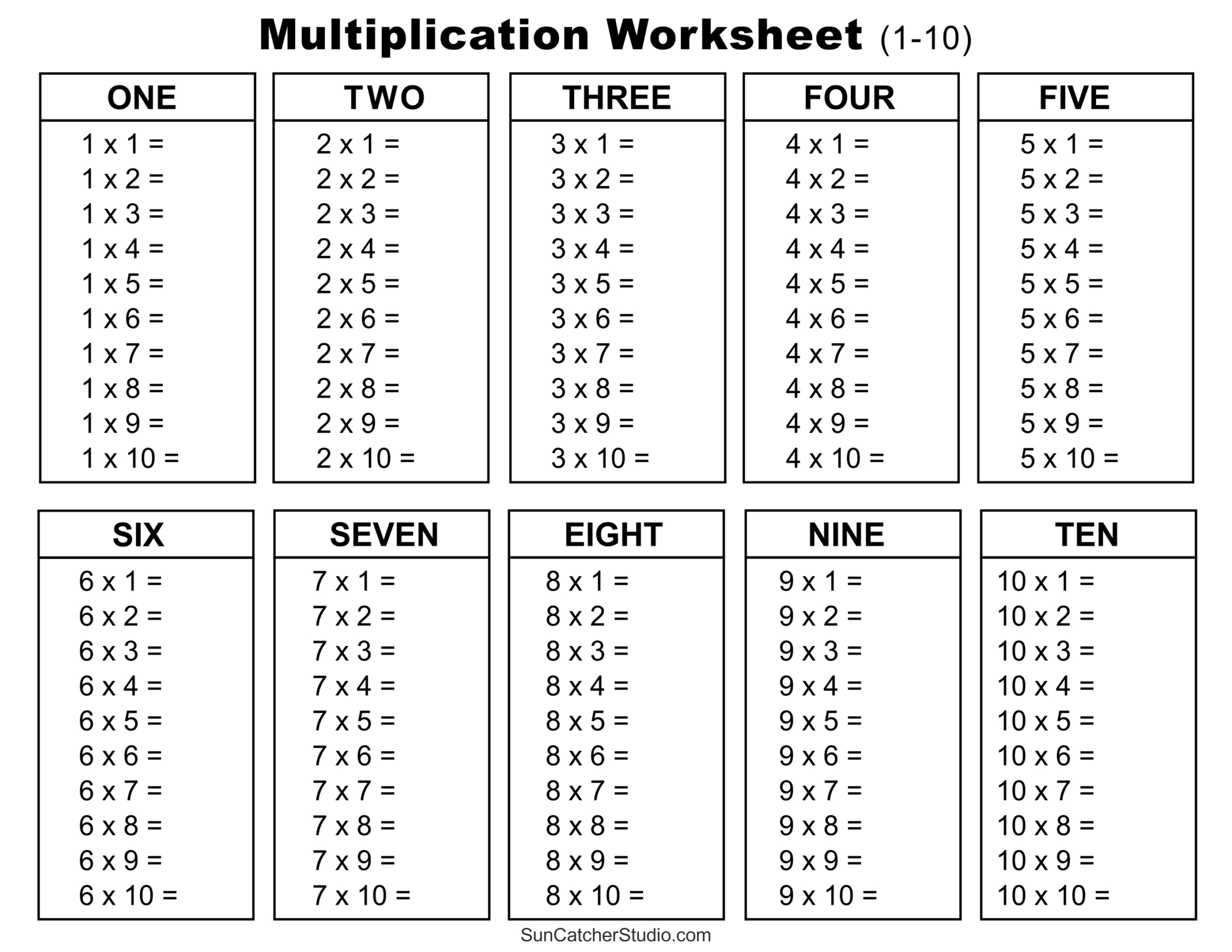 Multiplication Charts (Pdf): Free Printable Times Tables – Free with regard to Multiplication Worksheets 1 To 12