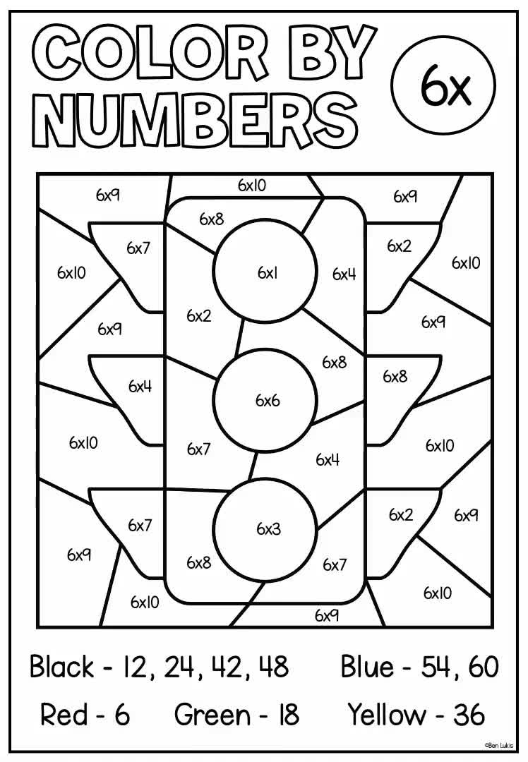 Multiplication Colornumber Worksheets For Math Fact Multiplication Practice, 2 To 10 Times Tables Coloring Activity Pages, Printable Pdf with Multiplication Coloring Worksheets 4th Grade