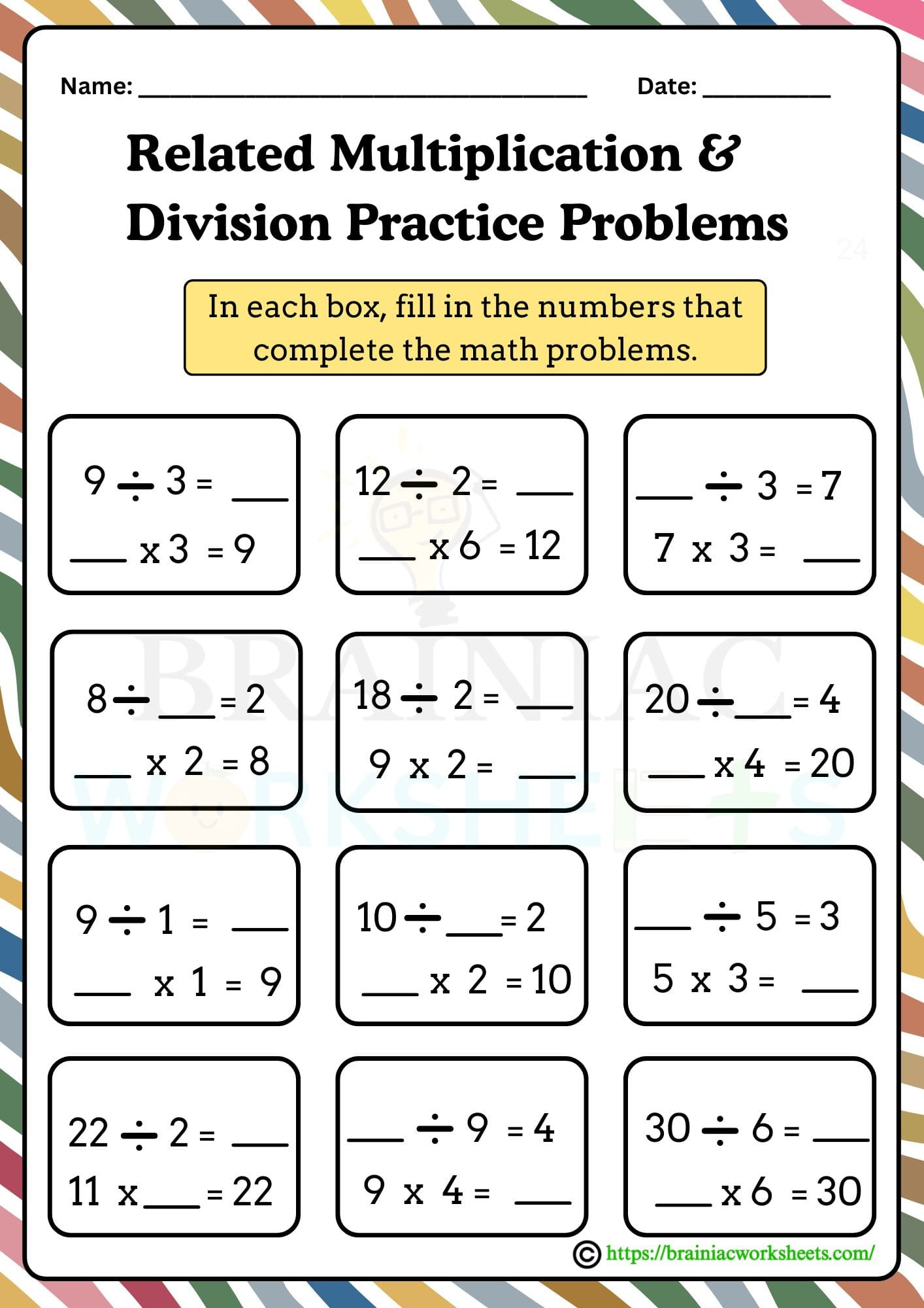 Multiplication &amp;amp; Division Maths Worksheet For Class 3 - Brainiac throughout Multiplication of 3 and Division Worksheet