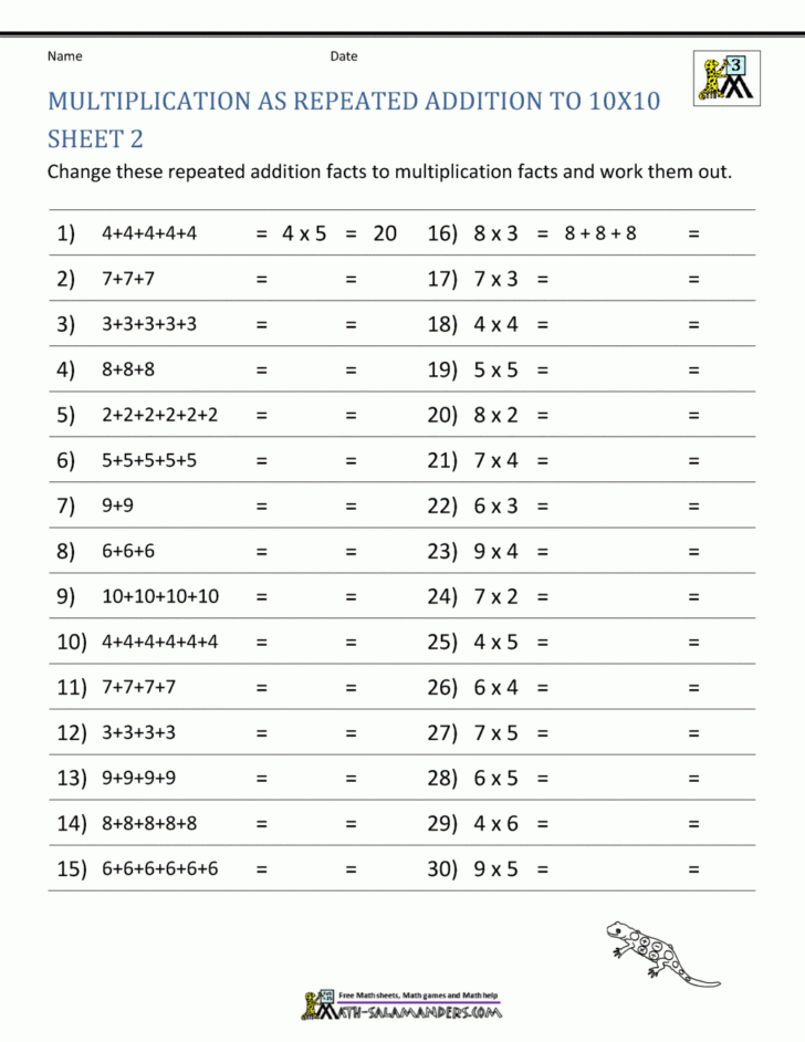 Multiplication Repeated Addition Worksheet Multiplication Repeated Addition Worksheet