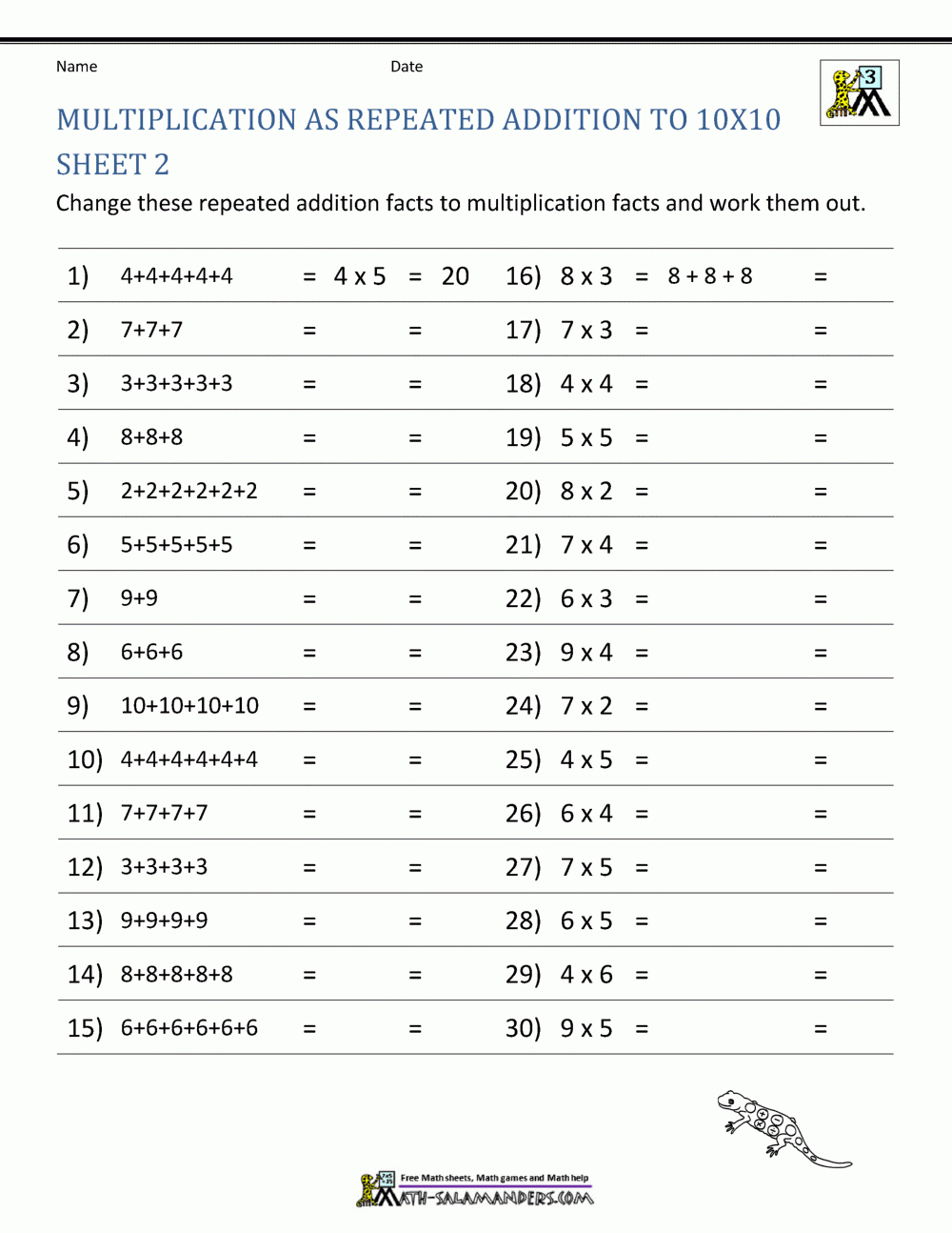 Multiplication Facts Worksheets - Understanding Multiplication To with regard to Multiplication Repeated Addition Worksheet