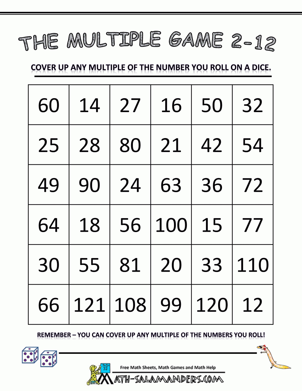 Multiplication Math Games regarding Multiplication Games and Worksheets