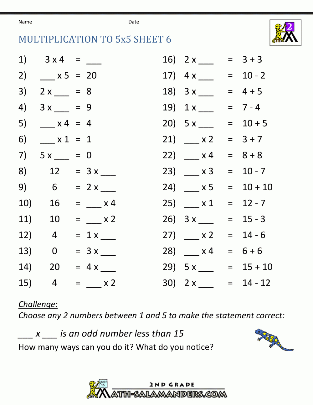 Multiplication Practice Worksheets To 5X5 throughout Free Worksheets Multiplication Facts