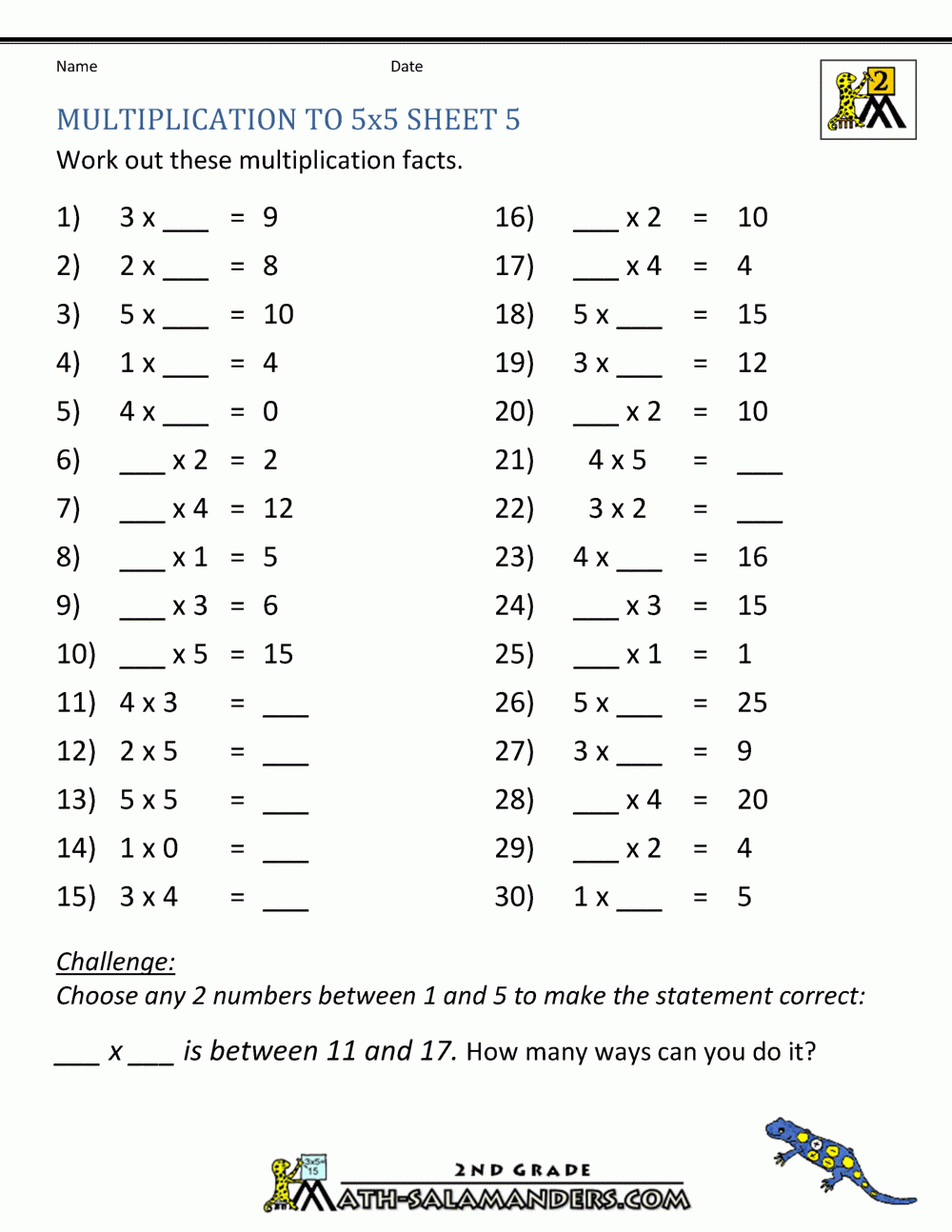 Multiplication Practice Worksheets To 5X5 with regard to Worksheet For Grade 5 Cross Multiplication