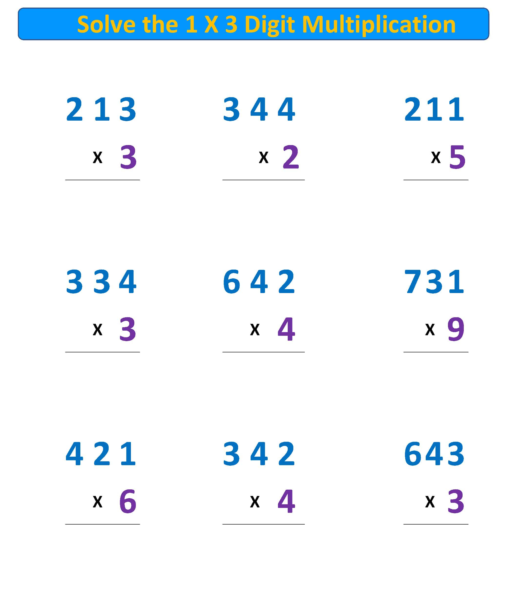 Multiplication Problems 1 X 3 Digit Regroup Tens And Hundreds – Mr with regard to 1 Digit By 3 Digit Multiplication Worksheets