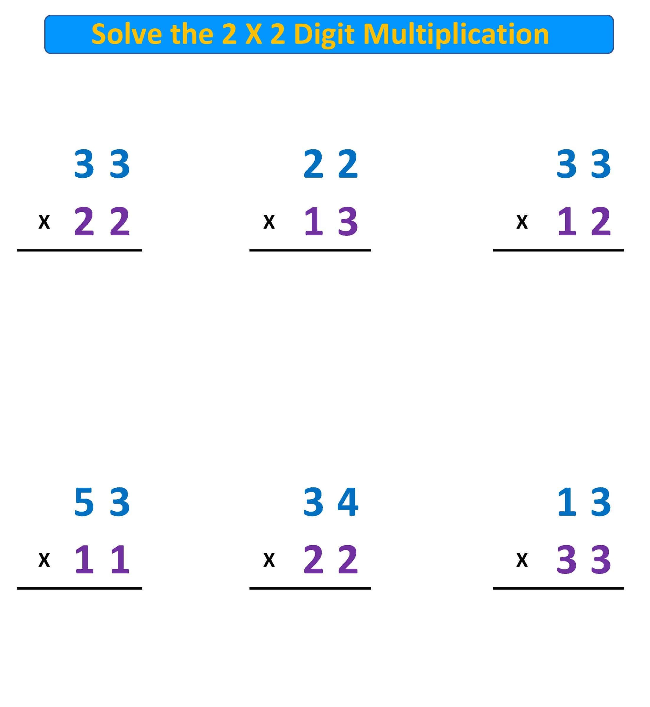 Multiplication Problems 2 X 2 Digit No Regrouping – Mr. R.&amp;#039;S World for Multiplication Worksheet 2 Digit by 2 Digit