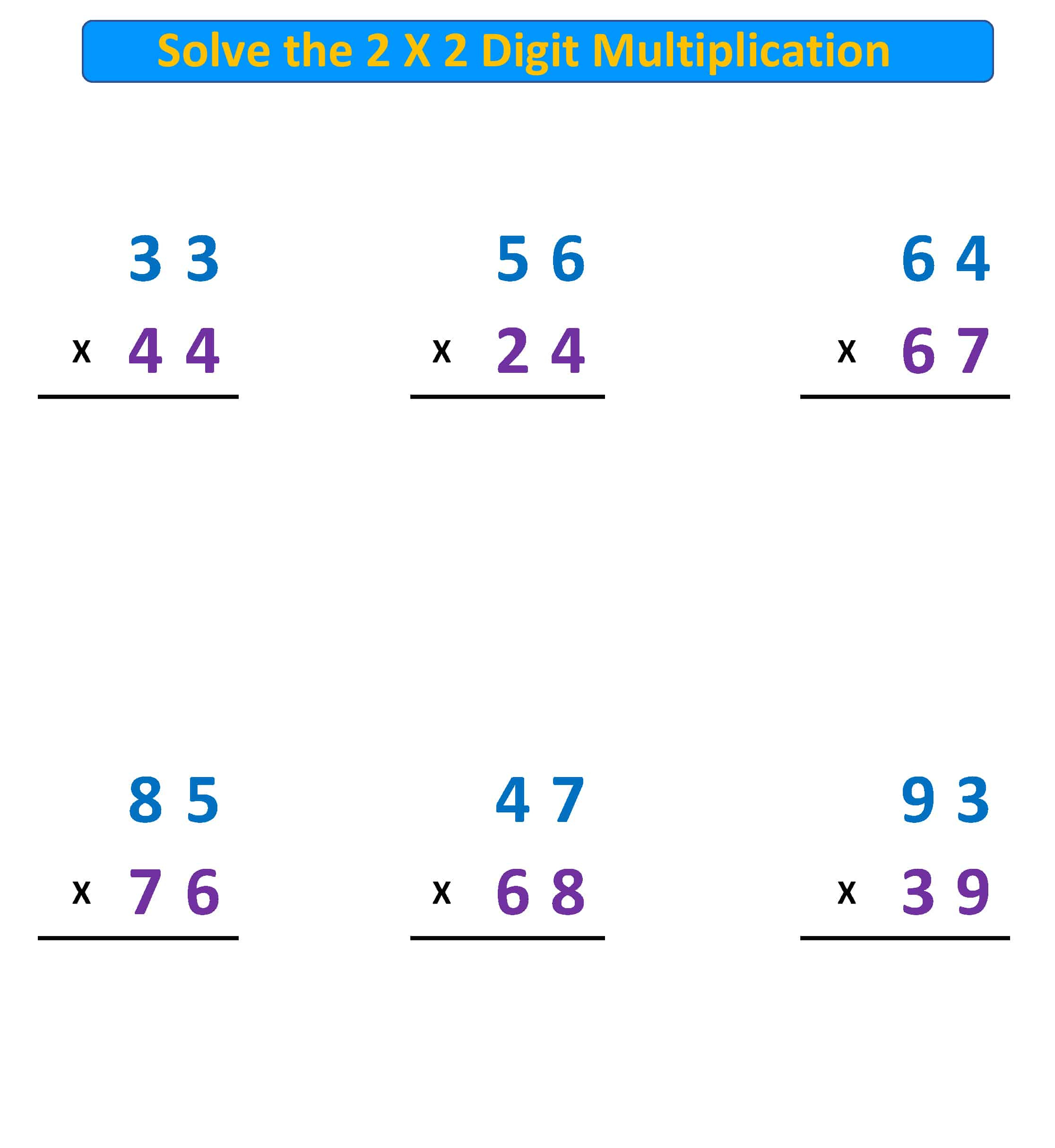 Multiplication Problems 2 X 2 Digit With Regrouping – Mr. R.&amp;#039;S for Multiplication 2 By 2 Digit Worksheet