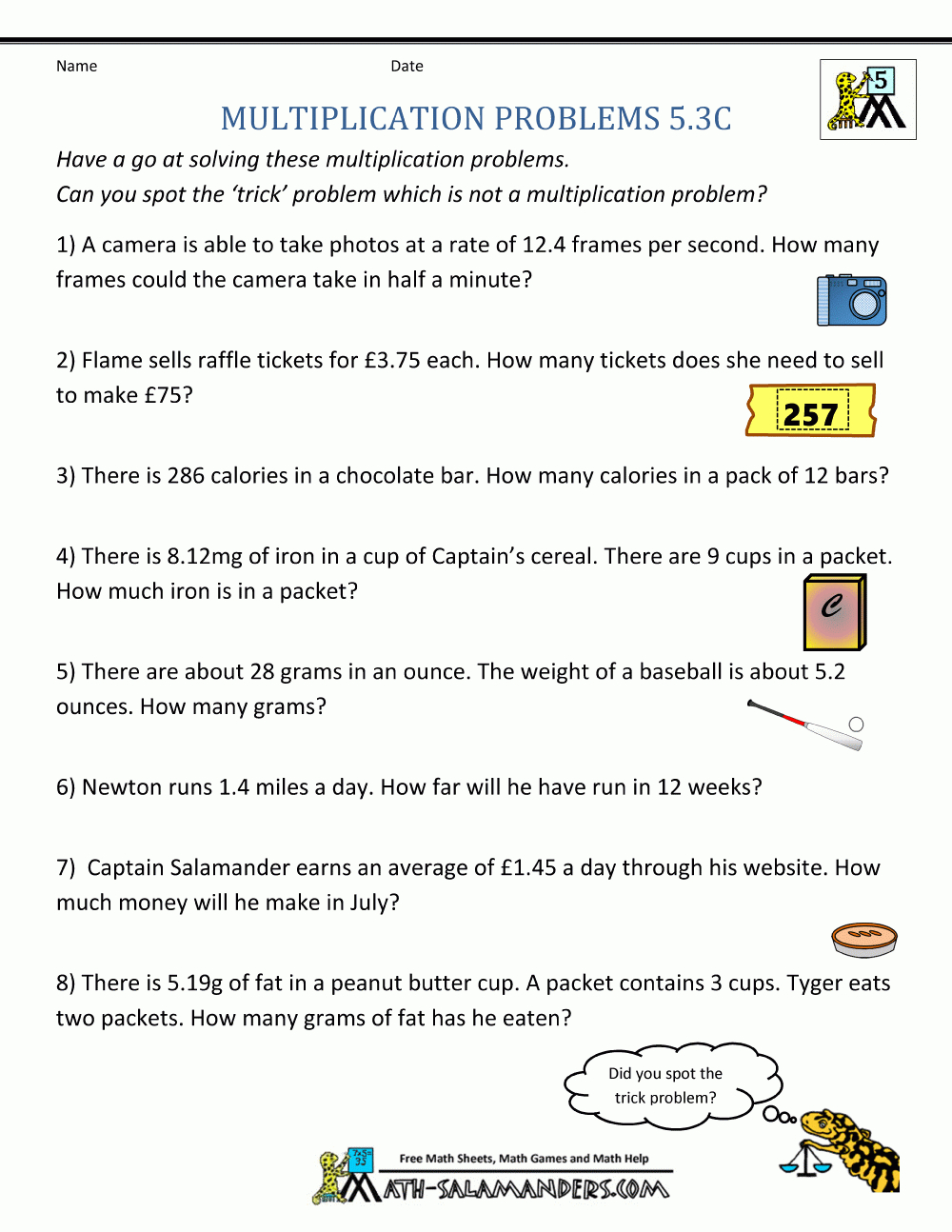 Multiplication Problems Printable 5Th Grade with regard to Multiplication Worded Problems Worksheets