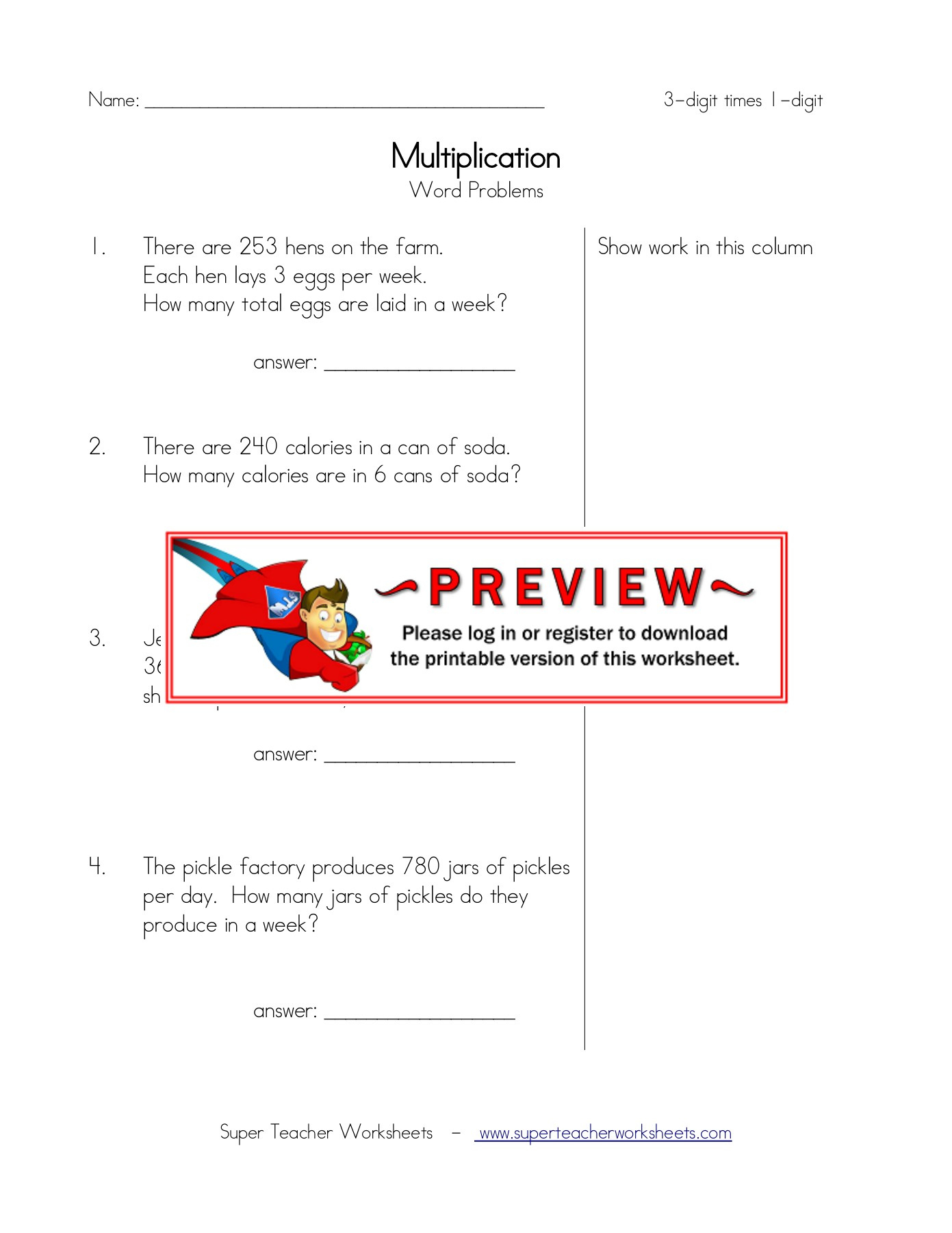 Multiplication - Super Teacher Worksheets intended for Multiplication Super Teacher Worksheets