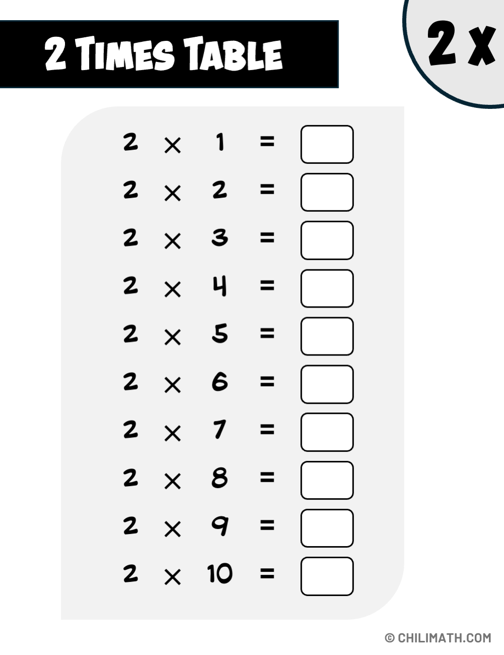 Multiplication Table Of 2 | Chilimath within Multiplication Table Of 2 Worksheet