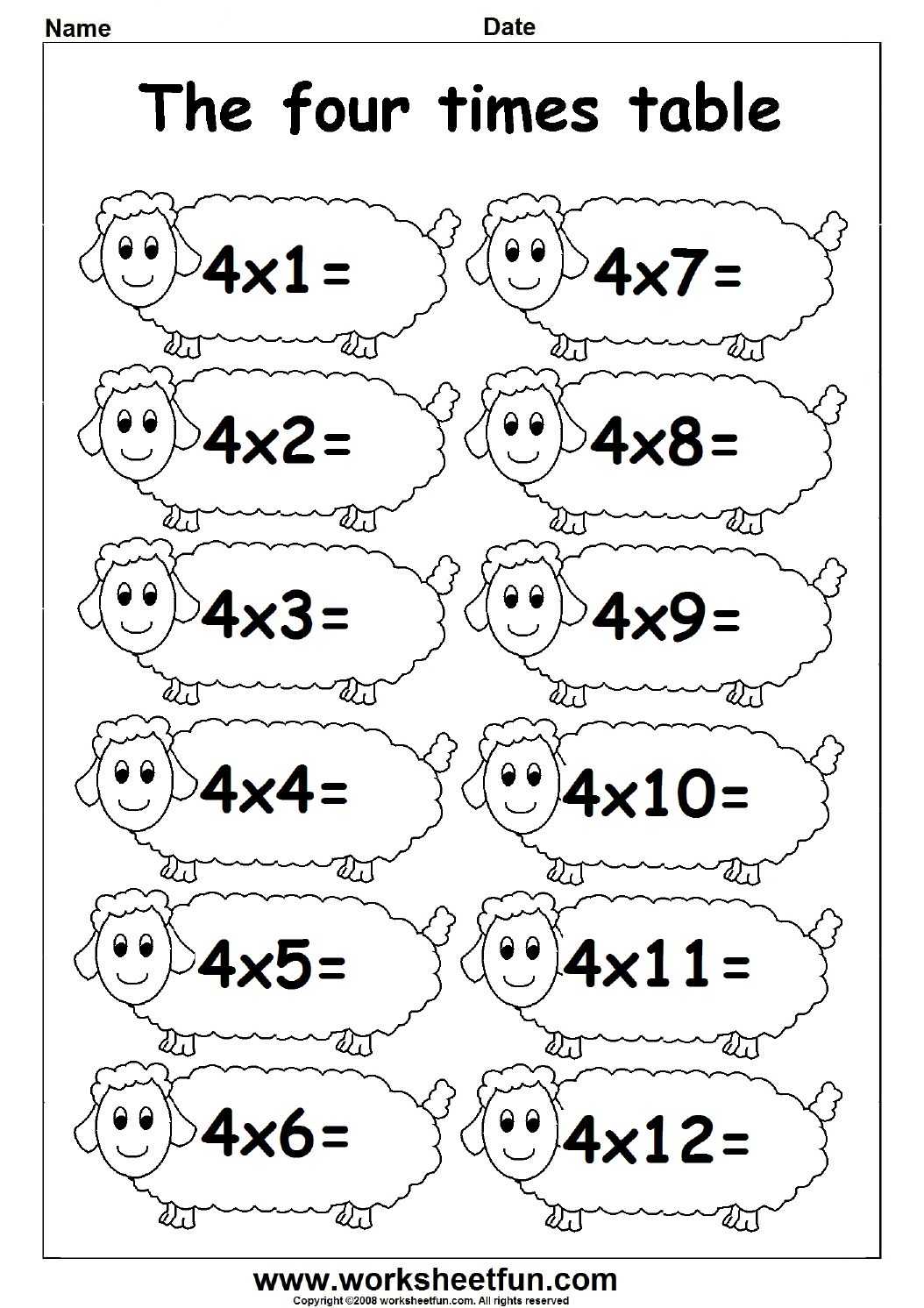 Multiplication Times Tables Worksheets – 2, 3 &amp;amp; 4 Times Tables regarding 4 Times Table Multiplication Worksheets