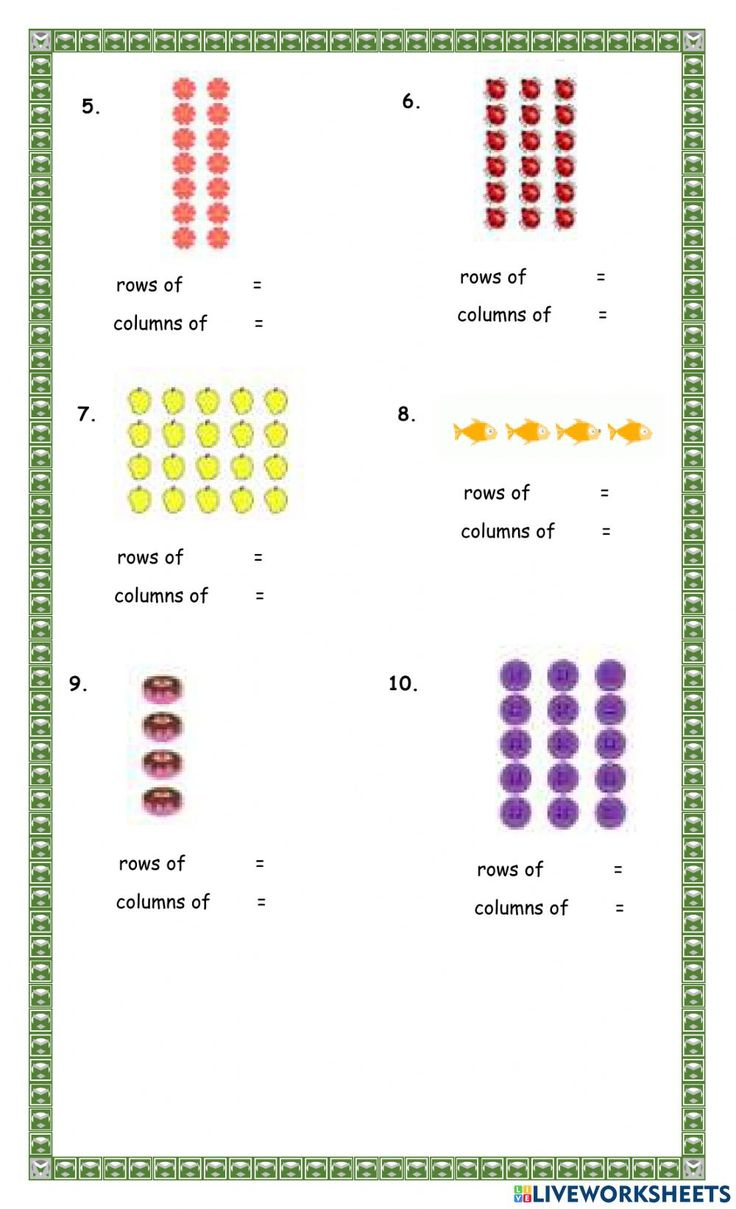 Multiplication Using Arrays Interactive Worksheet inside Multiplication Liveworksheets