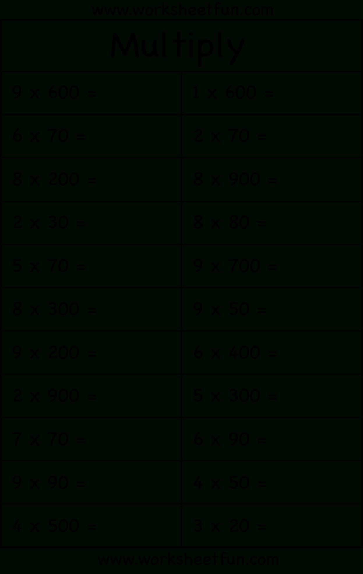 Multiplication With Multiples Of 10 – 1 Worksheet / Free Printable pertaining to Multiplying By Multiples Of 10 Worksheet