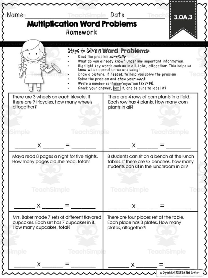 Multiplication Worded Problems Worksheets