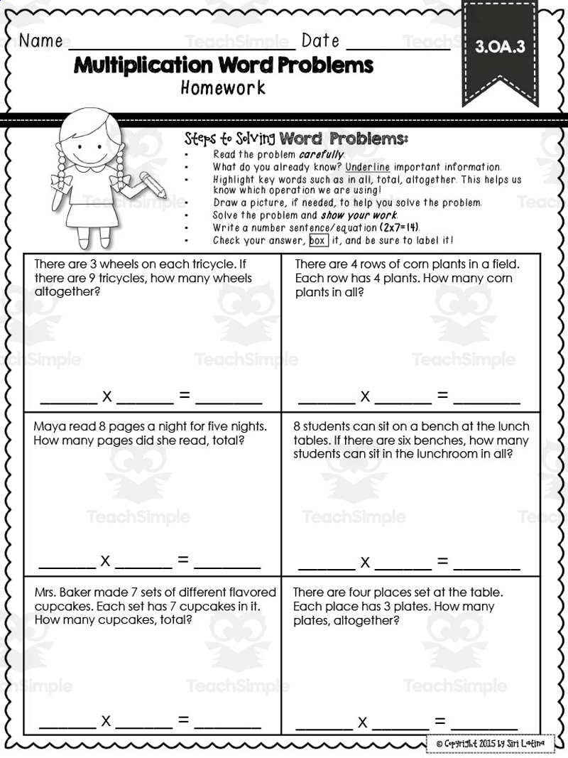Multiplication Word Problems Activity Packteach Simple in Multiplication Worded Problems Worksheets