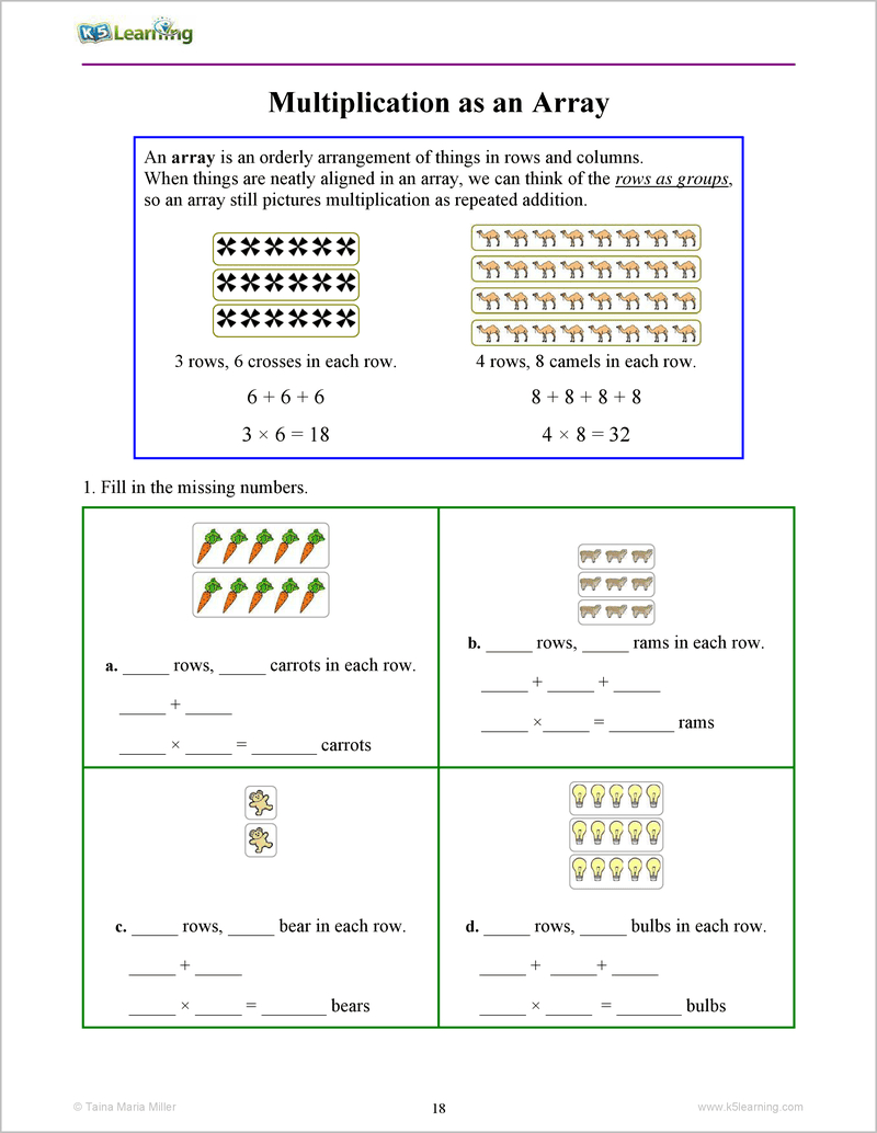Multiplication Workbook For Grades 2-3 | K5 Bookstore throughout K5 Learning Multiplication Worksheets