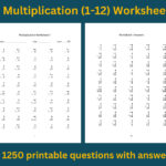 Multiplication Worksheets: 25 Printable Practice Sheets With For Math Drills Multiplication Facts 144
