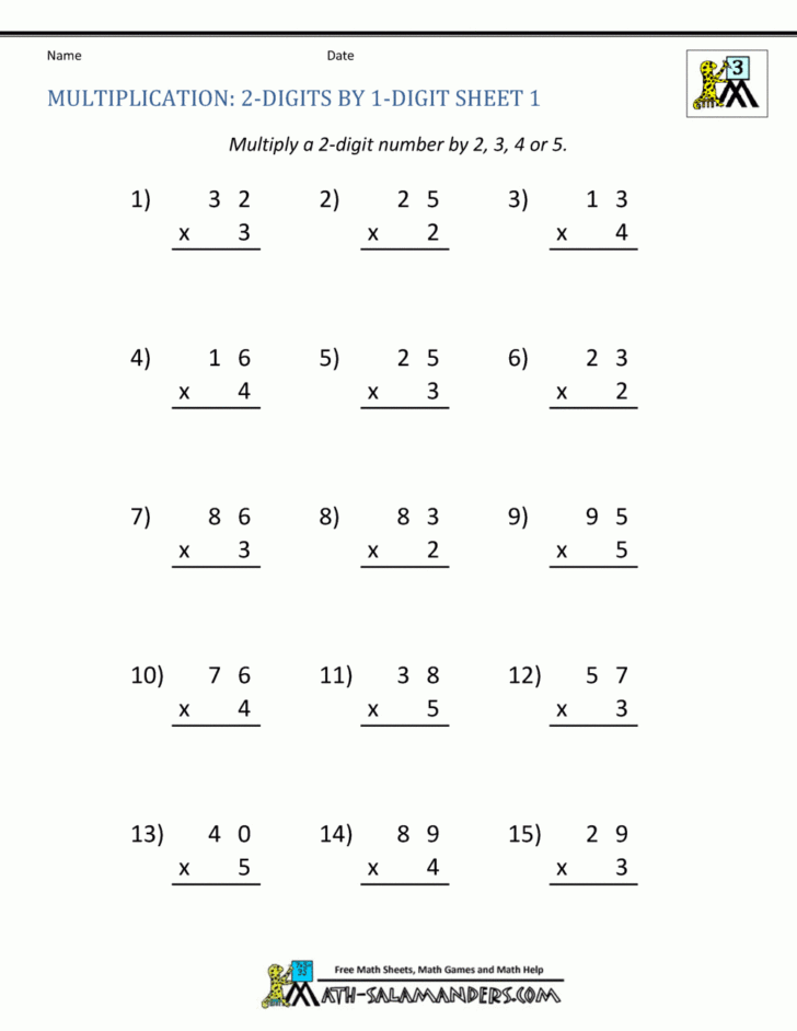 Math Worksheets For 3rd Grade Multiplication