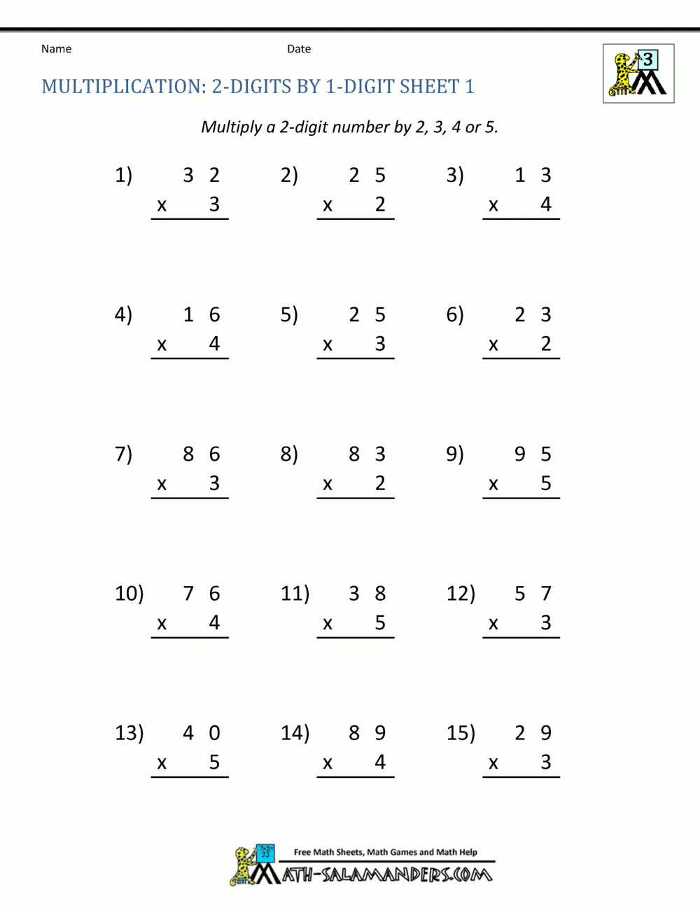 Multiplication Worksheets For 3Rd Grade pertaining to Class 3rd Multiplication Worksheet
