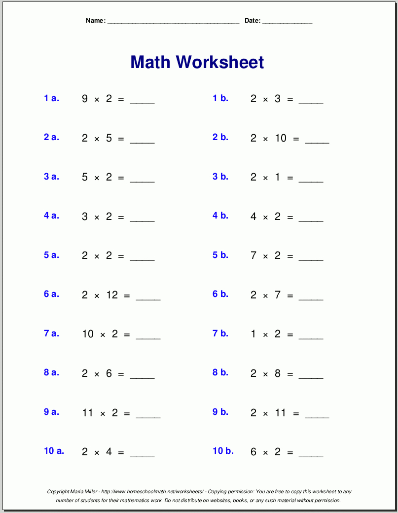 Multiplication Worksheets For Grade 3 for Multiplication 2 And 3 Worksheets