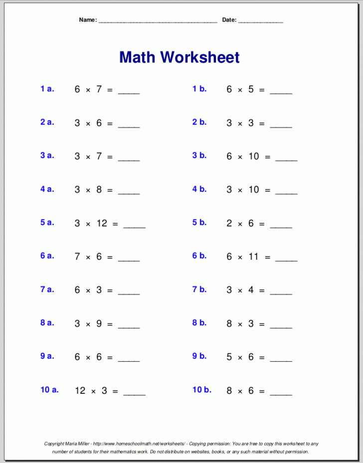 Multiplication Worksheets Times 3
