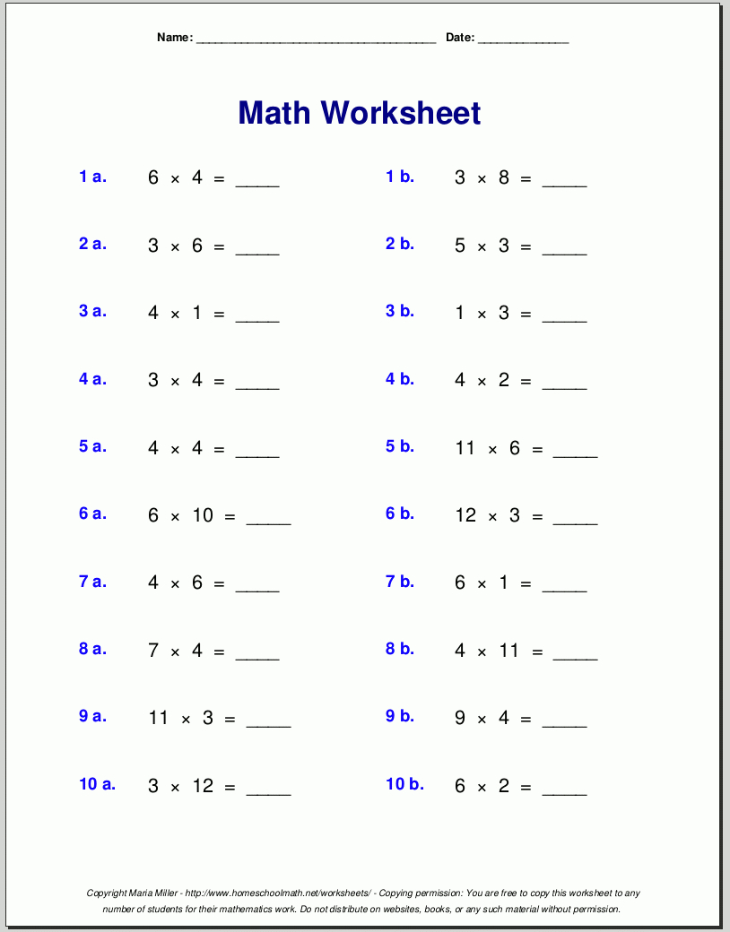 Multiplication Worksheets For Grade 3 within Multiplication Worksheet 3S And 4S