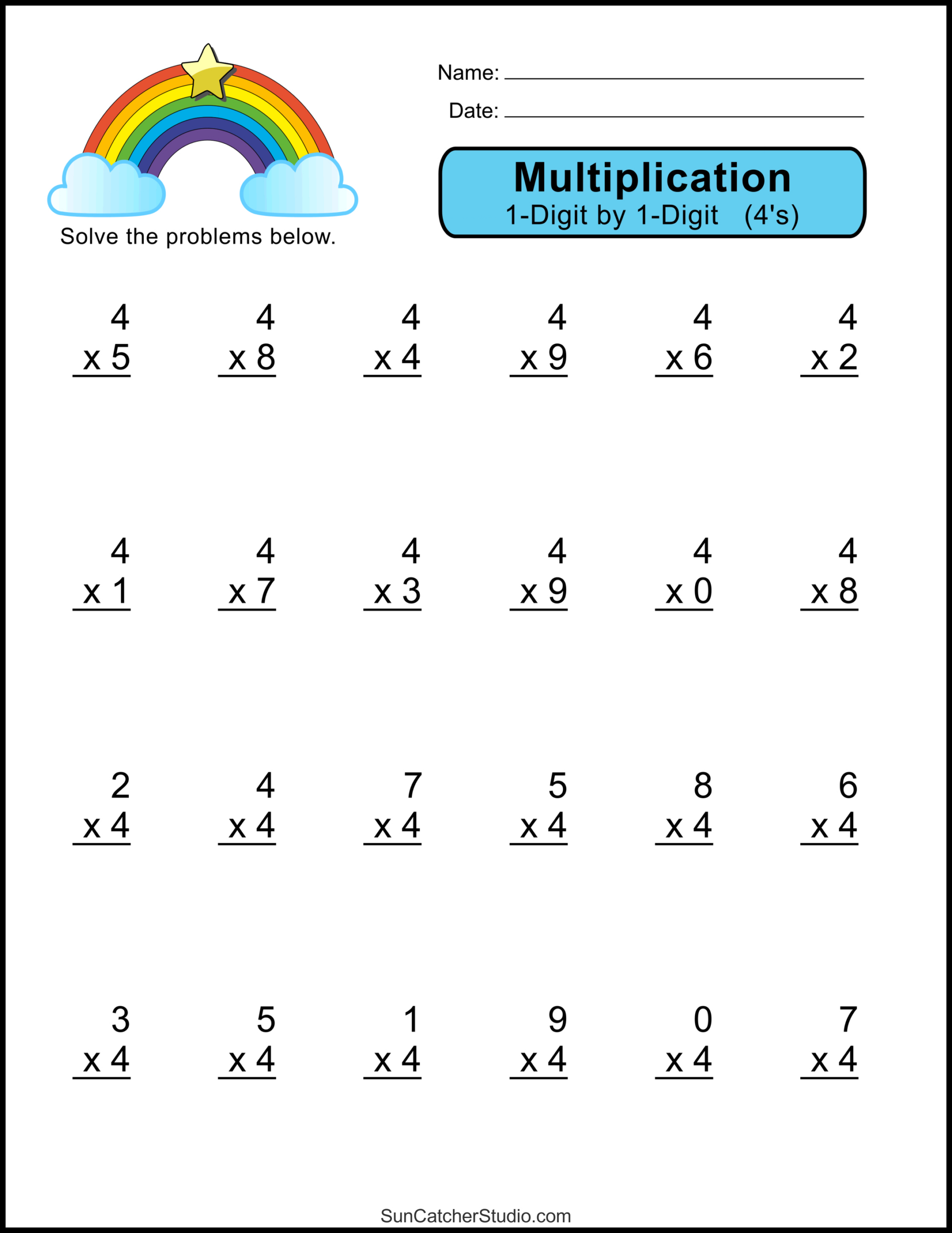 Multiplication Worksheets: (One-Digit Math Drills) – Free inside 4'S Multiplication Worksheet