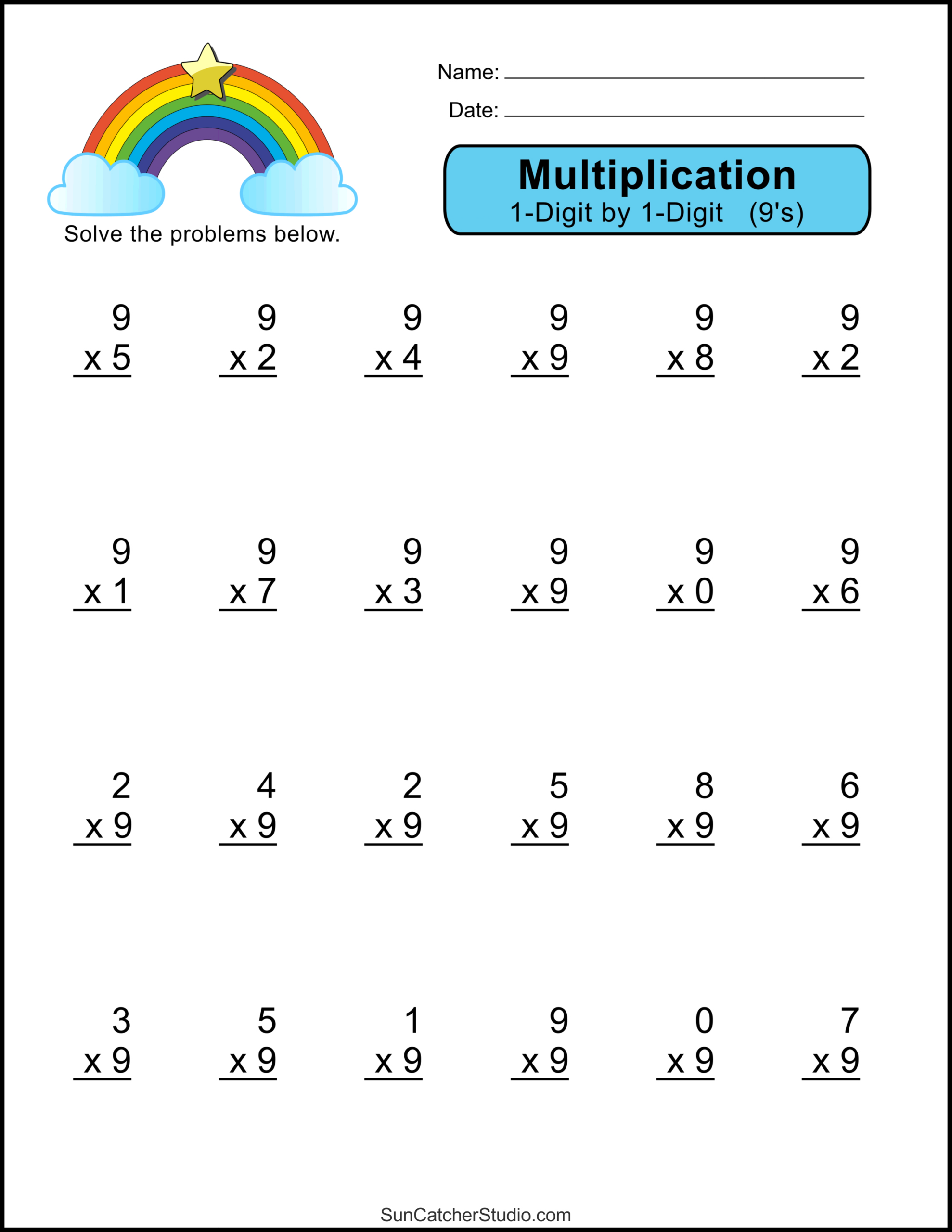 Multiplication Worksheets: (One-Digit Math Drills) – Free inside Single Digit Multiplication Worksheets Free Printable