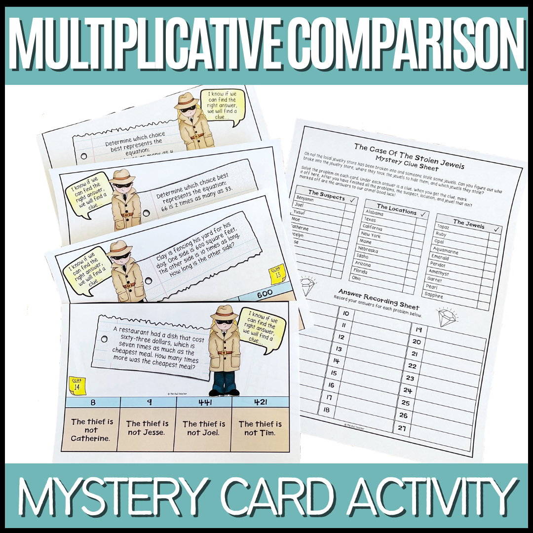 Multiplicative Comparison Mystery Activity | Madeteachers inside Multiplication as Comparison Worksheets