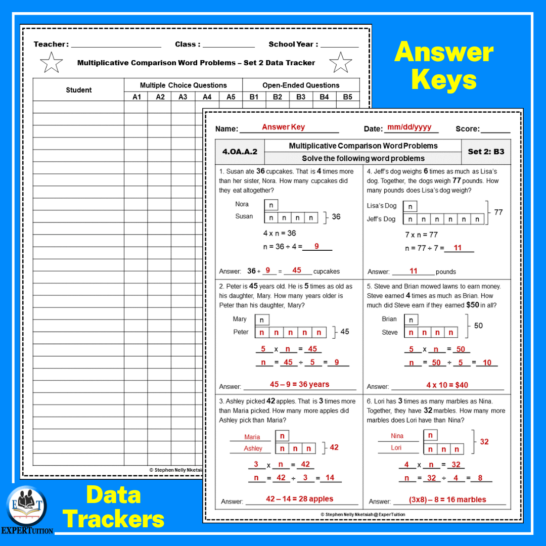Multiplicative Comparison Word Problems Worksheets – Set 2 intended for Multiplicative Comparison Word Problems Worksheets