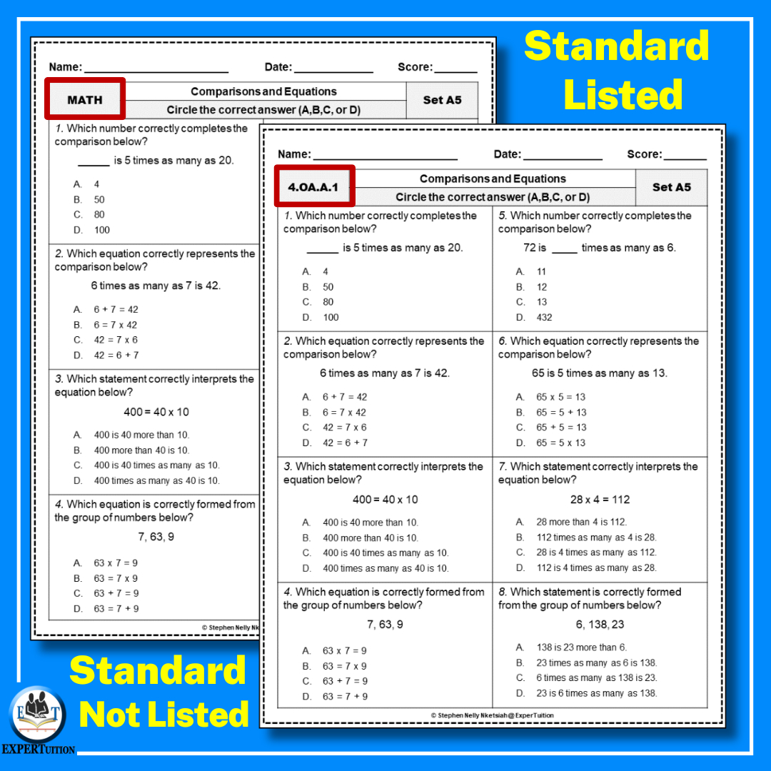 Multiplicative Comparison Worksheets Grade 4 - Expertuition throughout Multiplication as Comparison Worksheets