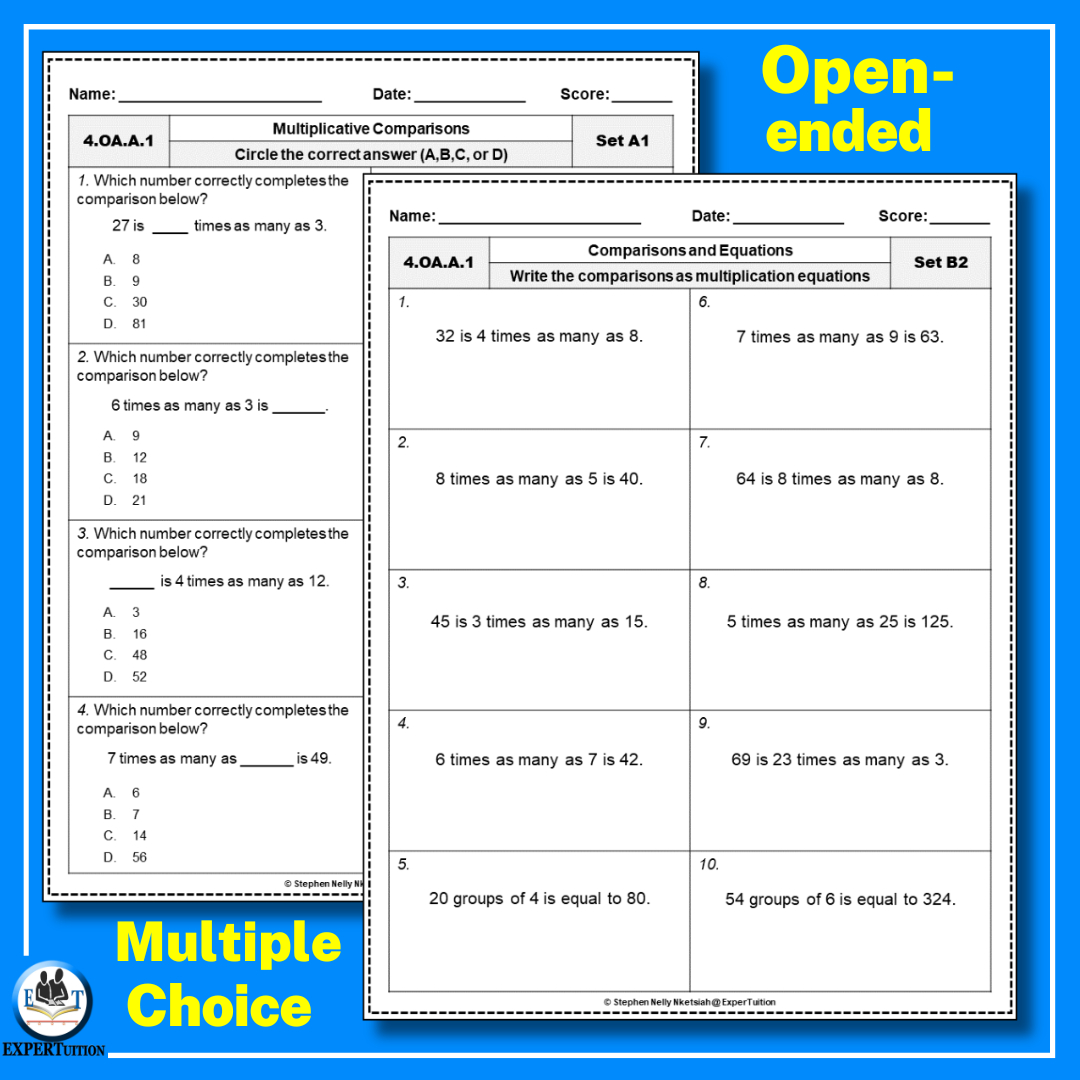 Multiplicative Comparison Worksheets Grade 4 - Expertuition throughout Multiplication As Comparison Worksheets