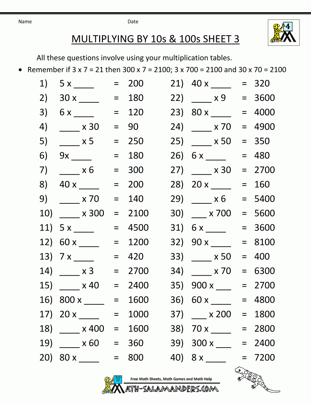 Multiply And Divide10 100 And 1000 Worksheets with Multiplication By 100 Worksheets