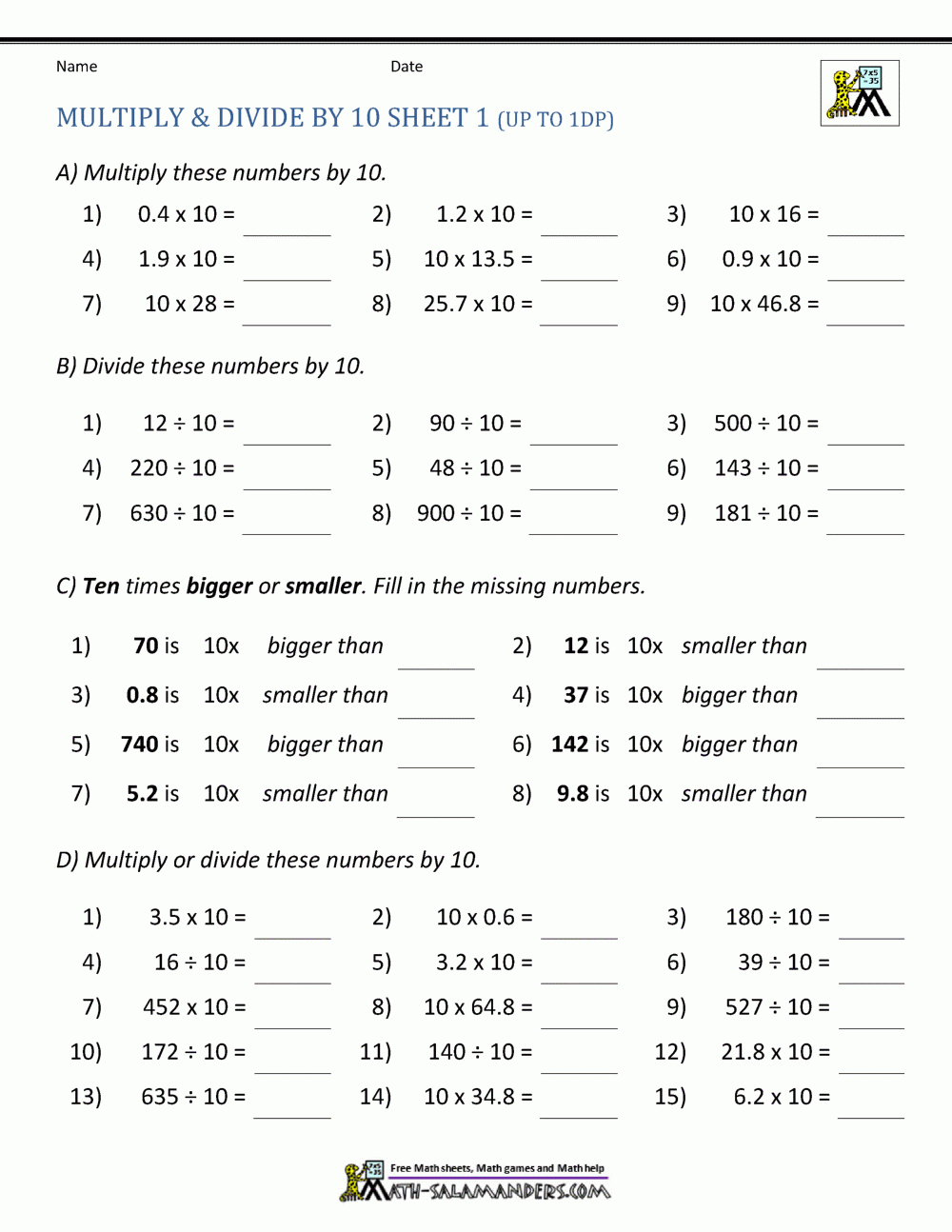 Multiply And Divide10 100 intended for Multiplication With Decimals And Whole Numbers Worksheets