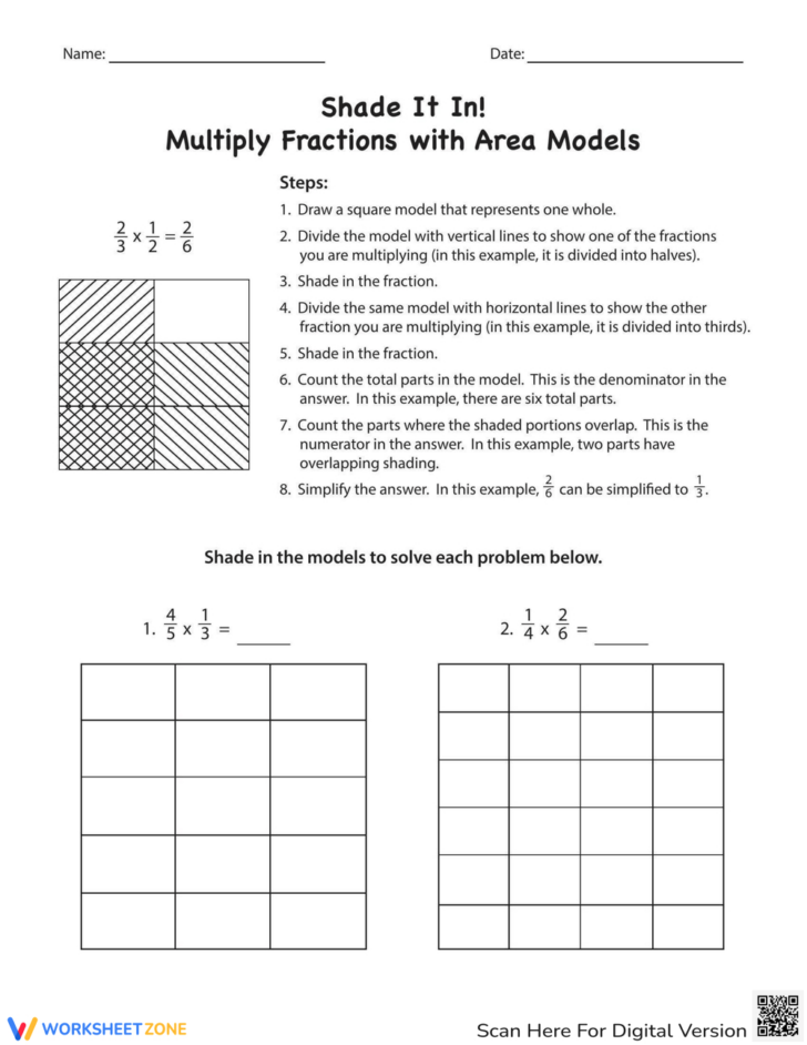 Area Model Fraction Multiplication Worksheets Area Model Fraction Multiplication Worksheets