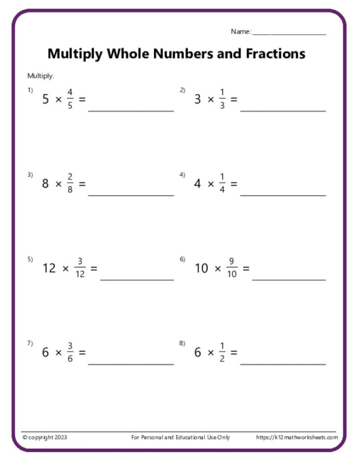Fraction Division and Multiplication Worksheets