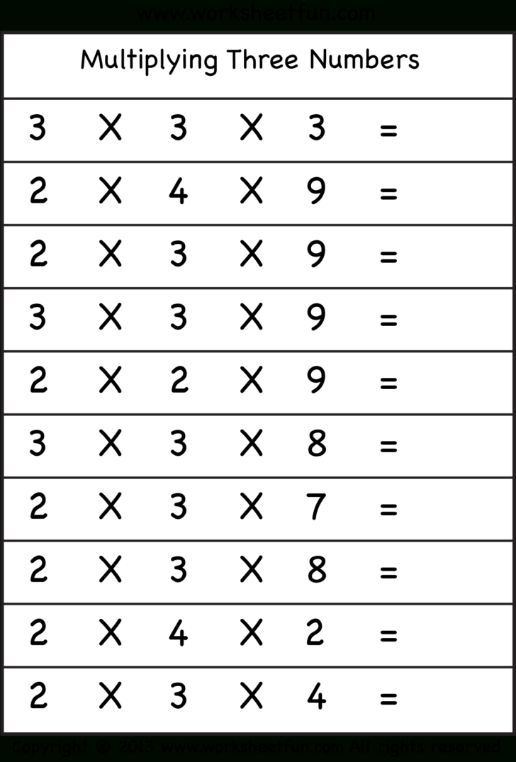 Multiplication by 3 Digits Worksheets