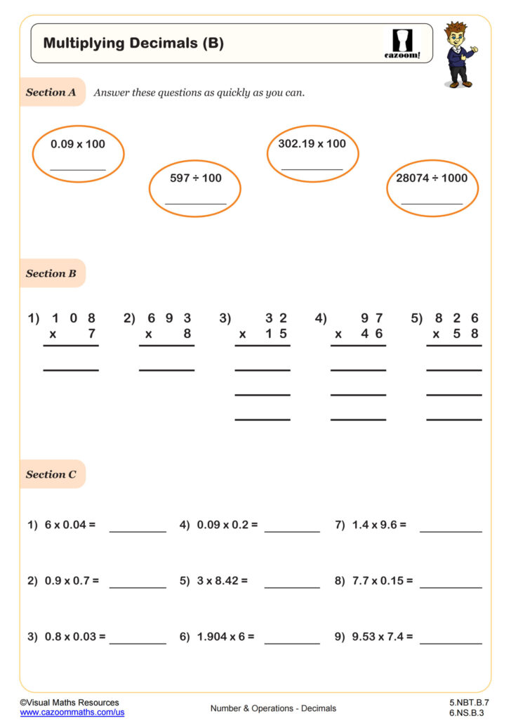 Decimal Multiplication and Division Worksheets Decimal Multiplication and Division Worksheets