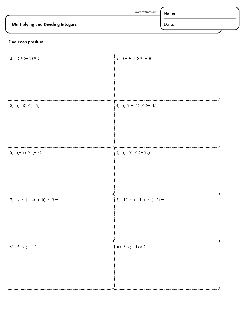 Multiplying And Dividing Integers Worksheets inside Multiplication And Division With Integers Worksheets