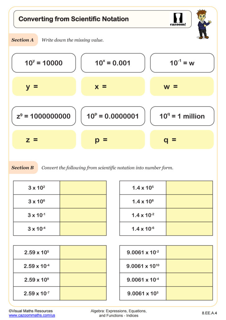 Multiplication and Division with Scientific Notation Worksheet